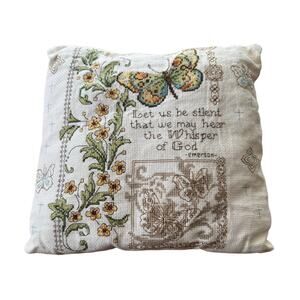 The Whisper of God Counted Cross Stitch Embroidery 10" Pillow Butterfly Floral